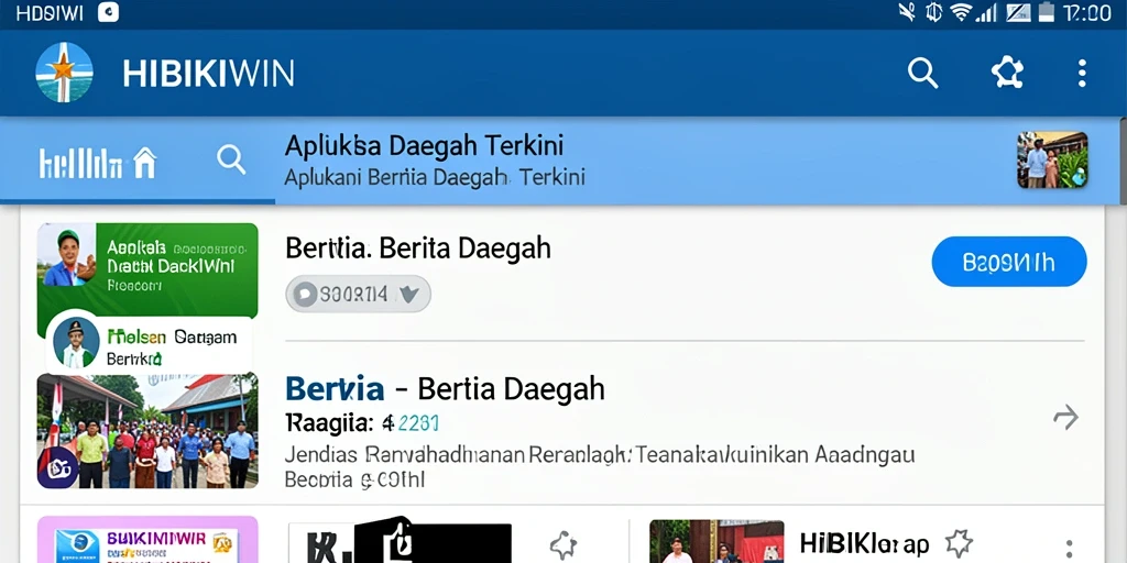 Antarmuka HIBIKIWIN menampilkan berita daerah terkini dengan jelas.