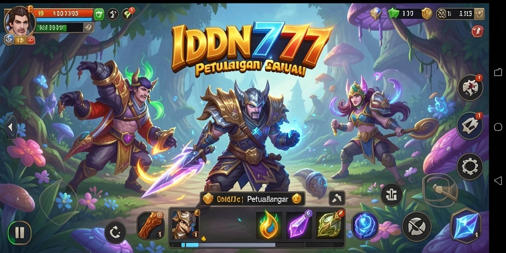 Screenshot menampilkan antarmuka permainan dan karakter petualangan.