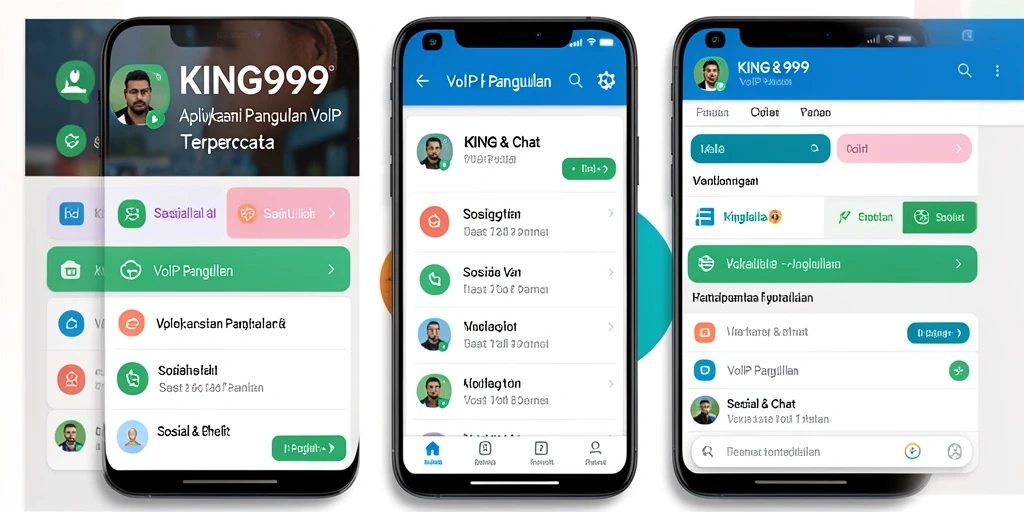 Antarmuka aplikasi KING999 untuk panggilan VoIP yang modern dan ramah pengguna.