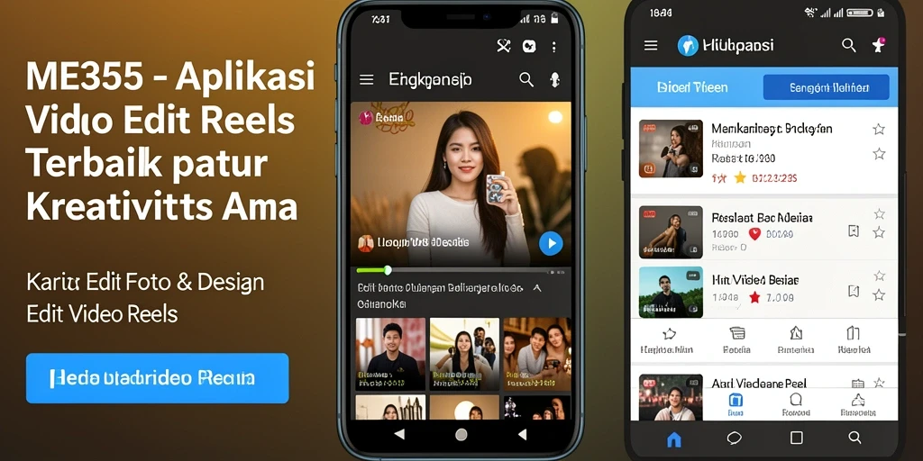 Antarmuka menarik dari ME355 untuk editing video Reels yang kreatif.