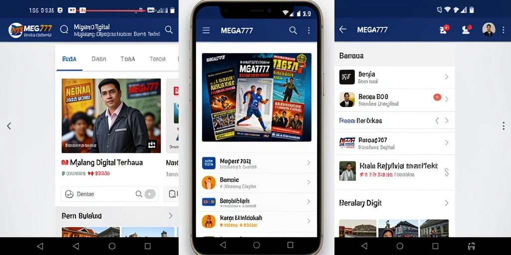 Antarmuka aplikasi Majalah Digital MEGA777 yang menarik dan informatif.